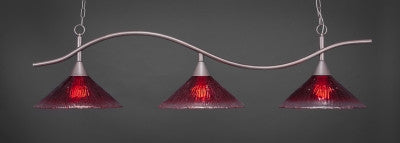 Swoop 3 Light Bar In Brushed Nickel Finish With 16" Raspberry Crystal Glass (893-BN-716) - lights