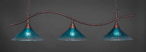 Swoop 3 Light Bar In Bronze Finish With 16" Teal Crystal Glass - lights