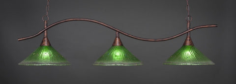 Swoop 3 Light Bar In Bronze Finish With 16" Kiwi Green Crystal Glass (893-BRZ-717) - lights