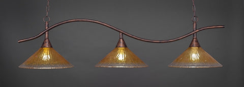 Swoop 3 Light Bar In Bronze Finish With 16" Gold Champagne Crystal Glass - lights