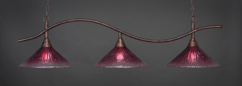 Swoop 3 Light Bar In Bronze Finish With 16" Wine Crystal Glass (893-BRZ-787) - lights