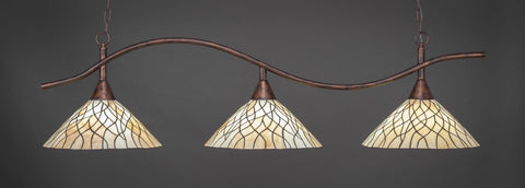 Swoop 3 Light Bar In Bronze Finish With 16" Sandhill Tiffany Glass - lights