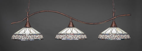 Swoop 3 Light Bar In Bronze Finish With 16" Royal Merlot Tiffany Glass (893-BRZ-948) - lights