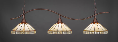 Swoop 3 Light Bar In Bronze Finish With 15" Honey & Brown Mission Tiffany Glass - lights