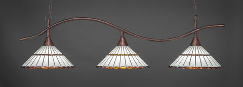 Swoop 3 Light Bar In Bronze Finish With 15.5" Honey Glass & Amber Brown Tiffany Glass (893-BRZ-974) - lights