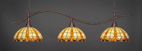 Swoop 3 Light Bar In Bronze Finish With 14.5" Butterscotch Tiffany Glass (893-BRZ-989) - lights
