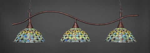Swoop 3 Light Bar In Bronze Finish With 16" Crescent Tiffany Glass (893-BRZ-996) - lights