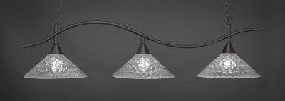 Swoop 3 Light Bar In Dark Granite Finish With 16" Italian Bubble Glass (893-DG-411) - lights