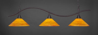 Swoop 3 Light Bar In Dark Granite Finish With 16" Firré Saturn Glass (893-DG-414) - lights