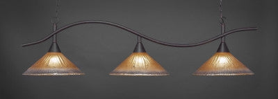 Swoop 3 Light Bar In Dark Granite Finish With 16" Amber Crystal Glass (893-DG-710) - lights