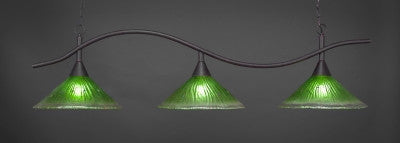 Swoop 3 Light Bar In Dark Granite Finish With 16" Kiwi Green Crystal Glass (893-DG-717) - lights