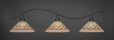 Swoop 3 Light Bar In Dark Granite Finish With 16" Chocolate Icing Glass (893-DG-718) - lights