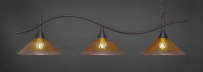 Swoop 3 Light Bar In Dark Granite Finish With 16" Gold Champagne Crystal Glass (893-DG-777) - lights