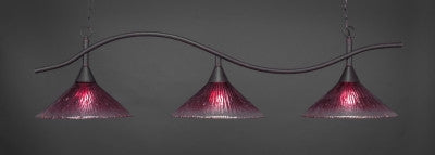 Swoop 3 Light Bar In Dark Granite Finish With 16" Wine Crystal Glass (893-DG-787) - lights