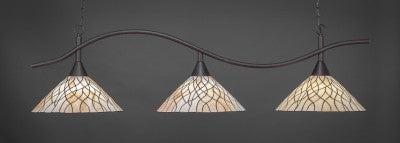 Swoop 3 Light Bar In Dark Granite Finish With 16" Sandhill Tiffany Glass (893-DG-911) - lights