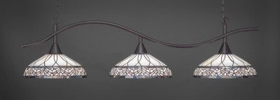 Swoop 3 Light Bar In Dark Granite Finish With 16" Royal Merlot Tiffany Glass (893-DG-948) - lights