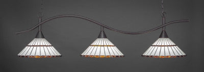 Swoop 3 Light Bar In Dark Granite Finish With 15.5" Honey Glass & Amber Brown Tiffany Glass (893-DG-974) - lights