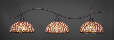 Swoop 3 Light Bar In Dark Granite Finish With 15" Persian Nites Tiffany Glass (893-DG-991) - lights