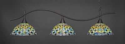 Swoop 3 Light Bar In Dark Granite Finish With 16" Crescent Tiffany Glass (893-DG-996) - lights