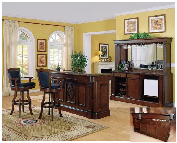 Home Bars - Monticello Bar with Back Bar and Hutch | Monarch Billiards