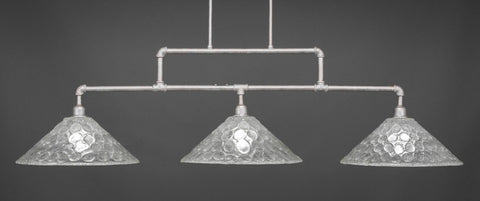  Vintage 3 Light Bar In Aged Silver Finish With 16" Italian Bubble Glass (333-AS-411) - lights