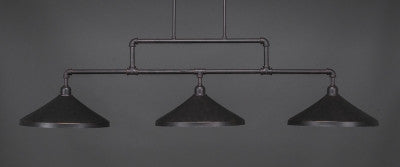  Vintage 3 Light Bar In Dark Granite Finish With 14" Aged Silver Cone Metal Shades (333-DG-422) - lights