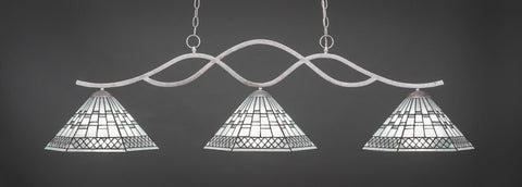  Revo 3 Light Bar In Aged Silver Finish With 16" Pewter Tiffany Glass (343-AS-910) - lights