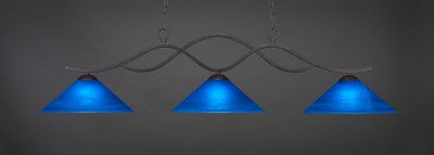  Revo 3 Light Bar In Dark Granite Finish With 16" Blue Italian Glass (343-DG-415) - lights