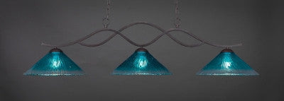  Revo 3 Light Bar In Dark Granite Finish With 16" Teal Crystal Glass (343-DG-715) - lights