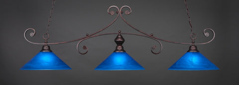  Curl 3 Light Bar In Bronze Finish With 16" Blue Italian Glass (353-BRZ-415) - lights