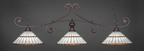  Curl 3 Light Bar In Bronze Finish With 15.5" Honey Glass & Amber Brown Jewels Tiffany Glass (353-BRZ-974) - lights