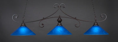  Curl 3 Light Bar In Dark Granite Finish With 16" Blue Italian Glass (353-DG-415) - lights