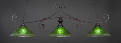 Curl 3 Light Bar In Dark Granite Finish With 16" Kiwi Green Crystal Glass (353-DG-717) - lights