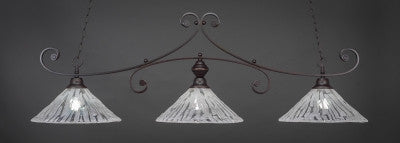  Curl 3 Light Bar In Dark Granite Finish With 16" Italian Ice Glass (353-DG-719) - lights
