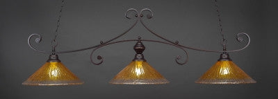  Curl 3 Light Bar In Dark Granite Finish With 16" Gold Champagne Crystal Glass (353-DG-777) - lights