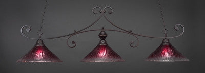  Curl 3 Light Bar In Dark Granite Finish With 16" Wine Crystal Glass (353-DG-787) - lights