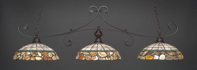  Curl 3 Light Bar In Dark Granite Finish With 16" Cobblestone Tiffany Glass (353-DG-973) - lights