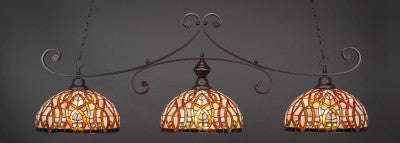  Curl 3 Light Bar In Dark Granite Finish With 15" Persian Nites Tiffany Glass (353-DG-991) - lights
