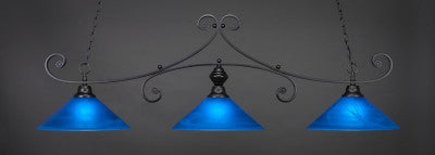  Curl 3 Light Bar In Matte Black Finish With 16" Blue Italian Glass (353-MB-415) - lights