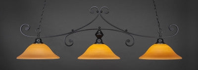  Curl 3 Light Bar In Matte Black Finish With 16" Cayenne Linen Glass (353-MB-622) - lights