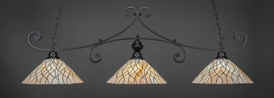  Curl 3 Light Bar In Matte Black Finish With 16" Sandhill Tiffany Glass (353-MB-911) - lights