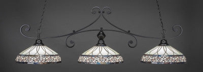  Curl 3 Light Bar In Matte Black Finish With 16" Royal Merlot Tiffany Glass (353-MB-948) - lights