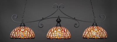  Curl 3 Light Bar In Matte Black Finish With 15" Persian Nites Tiffany Glass (353-MB-991) - lights