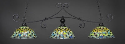  Curl 3 Light Bar In Matte Black Finish With 16" Crescent Tiffany Glass (353-MB-996) - lights