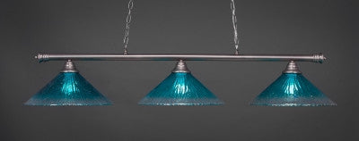  Oxford 3 Light Bar In Brushed Nickel Finish With 16" Teal Crystal Glass (373-BN-715) - lights