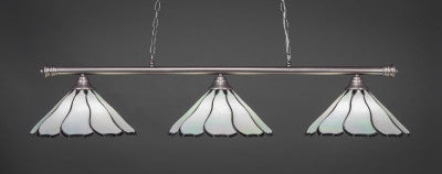  Oxford 3 Light Bar In Brushed Nickel Finish With 16" Pearl & Black Flair Tiffany Glass (373-BN-912) - lights