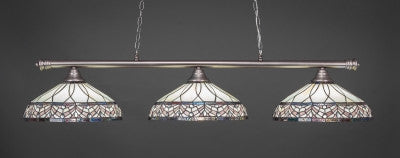  Oxford 3 Light Bar In Brushed Nickel Finish With 16" Royal Merlot Tiffany Glass (373-BN-948) - lights