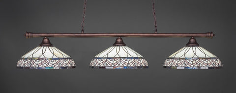  Oxford 3 Light Bar In Bronze Finish With 16" Royal Merlot Tiffany Glass (373-BRZ-948) - lights