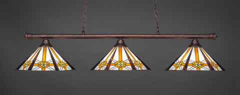  Oxford 3 Light Bar In Bronze Finish With 16" Hampton Tiffany Glass - lights