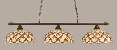  Oxford 3 Light Bar In Bronze Finish With 16" Honey & Brown Scallop Tiffany Glass (373-BRZ-993) - lights